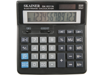Калькулятор - 12раз. "SKAINER" SK-501N черный (пл. 12 разрд.. 2 питание. 2 память. 156 x 157 x 34 мм) (SKAINER)