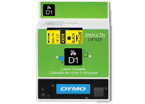 Этикет лента - 6мм х 7м желтая лента/черный шрифт "D1" пластиковая (DYMO)