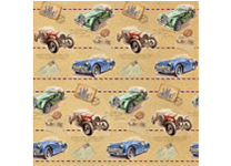 Бумага упаковочная с полноцветным декоративным рисунком - 70х100 80гр. "Ретро-машины .Крафт" немелованная в рулоне (Феникс-Презент)