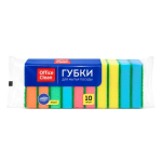 Губка д/посуды -10шт."Maxi" поролон с абразивным слоем (OfficeClean)