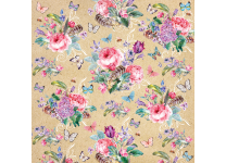 Бумага упаковочная  с полноцветным декоративным рисунком - 70х100 80гр. "Цветы. Крафт" немелованная в рулоне (Феникс-Презент)