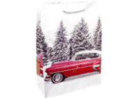 Пакет бумажный - 22x31x10 см. 128г. (ML) "Красная машина в заснеженном лесу" (Миленд)