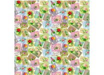 Бумага упаковочная с полноцветным декоративным рисунком - 70х100 80гр. "Марки с цветами" мелованая в рулоне (Феникс-Презент)