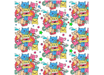 Бумага упаковочная с полноцветным декоративным рисунком - 70х100 80гр. "Зубастик белый" мелованая в рулоне (Феникс-Презент)