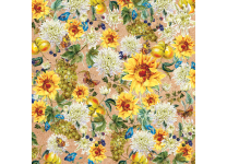 Бумага упаковочная с полноцветным декоративным рисунком  - 70х100 80гр. "Цветы. Крафт" немелованная в рулоне (Феникс-Презент)