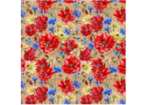 Бумага упаковочная с полноцветным декоративным рисунком - 70х100 80гр. "Маки и ромашки .Крафт" немелованная в рулоне (Феникс-Презент)