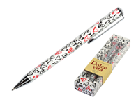 Ручка шариковая автоматическая - синий стержень 0.7мм. "DOLCE VITA. Сердечки. Красное и Черное" металлический корпус в подарочной уп (Bruno Visconti)