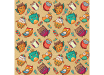 Бумага упаковочная с полноцветным декоративным рисунком - 70х100 80гр. "Совушки. Крафт" немелованная в рулоне (Феникс-Презент)