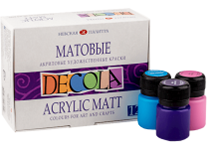 Краска акриловая художественная в наборе - 12цв. 20мл. "Decola" матовая (Н.П.)