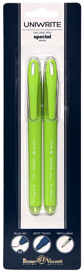 Ручки шариковые в наборе -  1цв.2шт. синий стержень "UniWrite. Special" (Bruno Visconti)