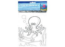 Набор д/рисования "Морские животные. Осьминог" (кисть 1шт. палитра 1шт. картон для акрила с картинкой) (Conda)