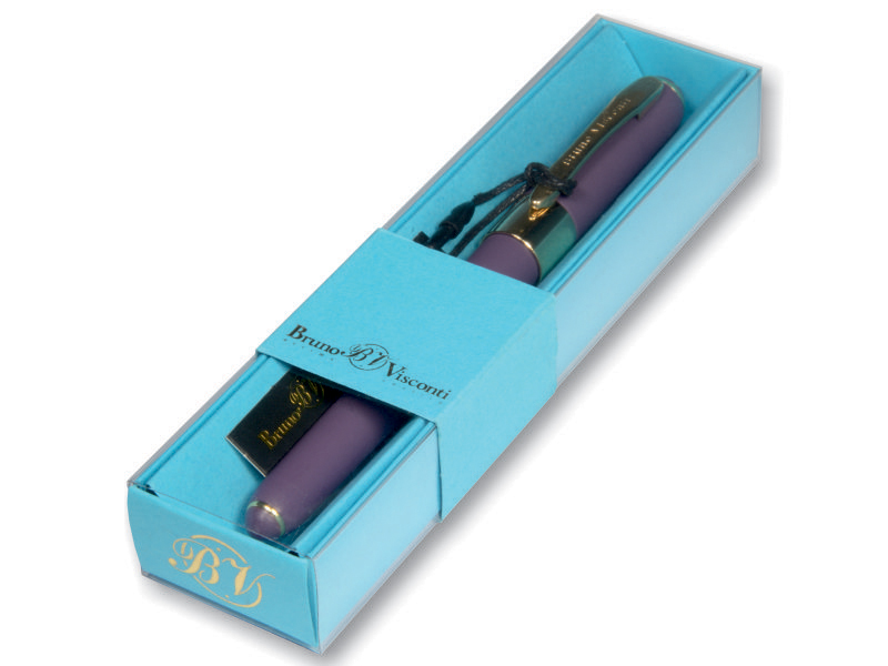 Ручка шариковая подарочная - корпус виноградный/синий стержень 0.5 мм "MONACO" в футляре (Bruno Visconti)