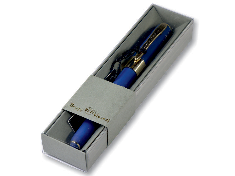 Ручка шариковая подарочная - корпус темно-синий/синий стержень 0.5 мм "MONACO" в футляре (Bruno Visconti)