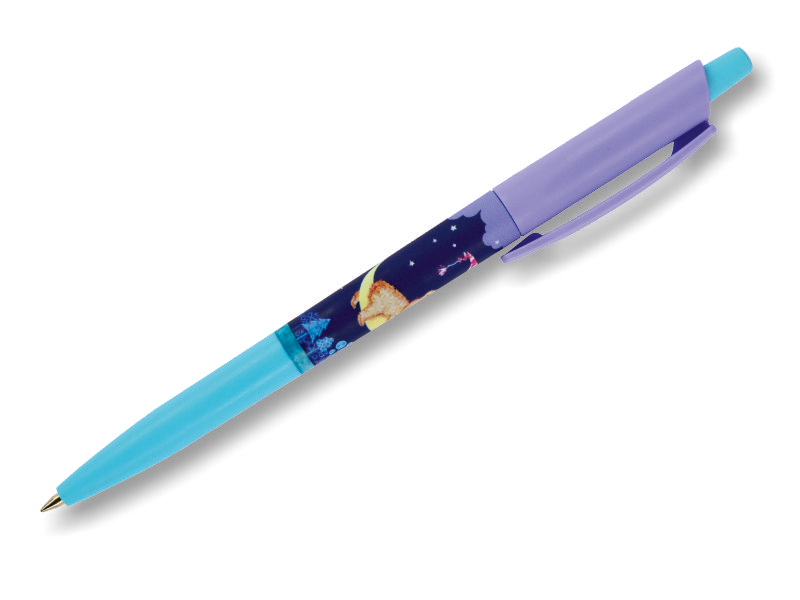 Ручка шариковая автоматическая - синий стержень 0.5мм. "HappyClick. Мишка на луне" (Bruno Visconti)