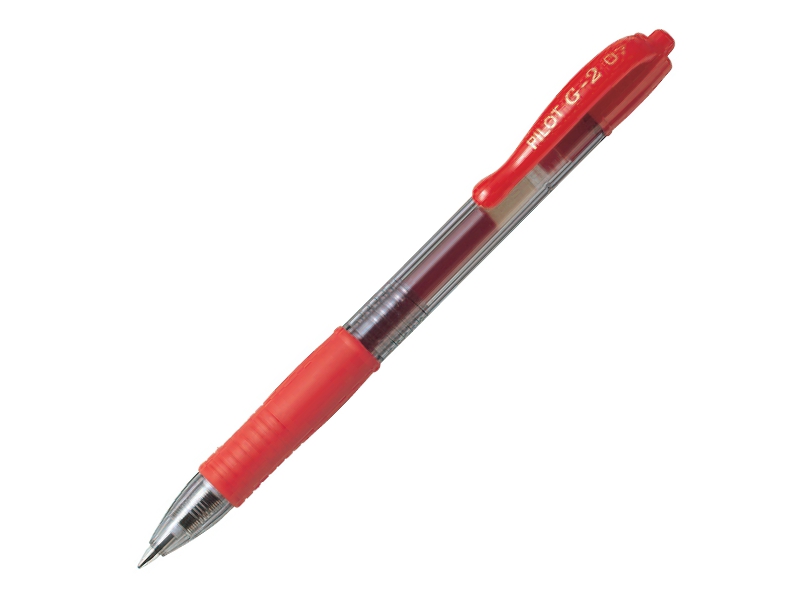 Ручка гелевая автоматическая - красный стержень 0.7мм "G-2. GEL RETRACT" (PILOT)