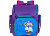 Рюкзак д/девочек c мягкой спинкой 38х30х18 см. "Сова"фиолетово-синий (AISA SCHOOL)
