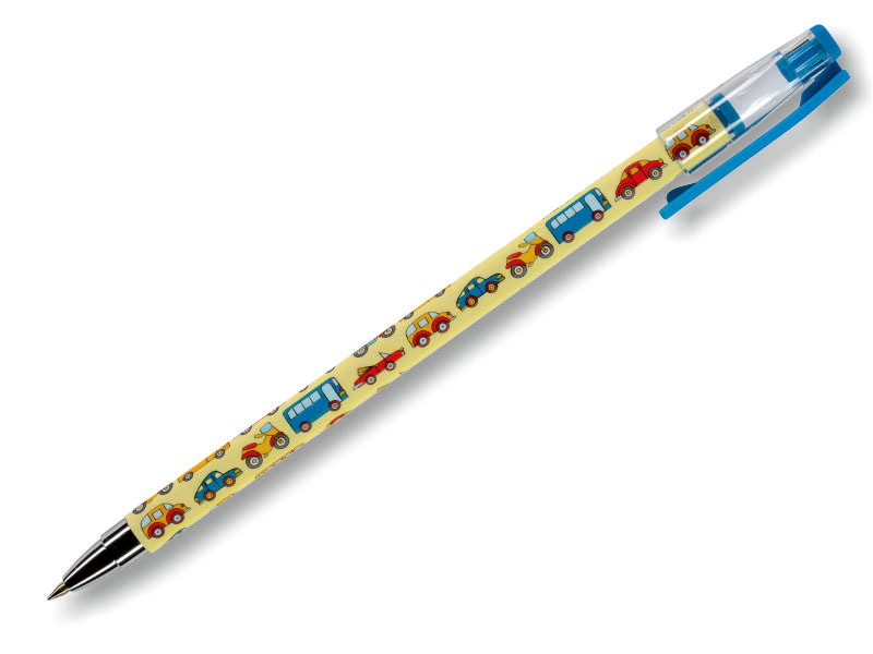 Ручка шариковая - синий стержень 0.5мм. "HappyWrite. Машинки" (Bruno Visconti)