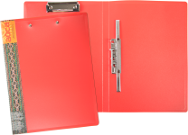 Папка с зажимом - А4 красный (237х20х307мм.) удлиненный затворный боковой механизм + с верхним прижимом "Айса" 0.70мм. (Shantou Yuansheng Industry)