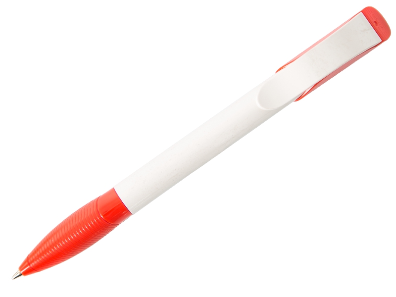 Ручка шариковая автоматическая - синий стержень/белый корпус/красный клип "HATTRIX BASIC" (SENATOR)