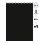 Блокнот - А5  40л. клетка черный на гребне (Академия)