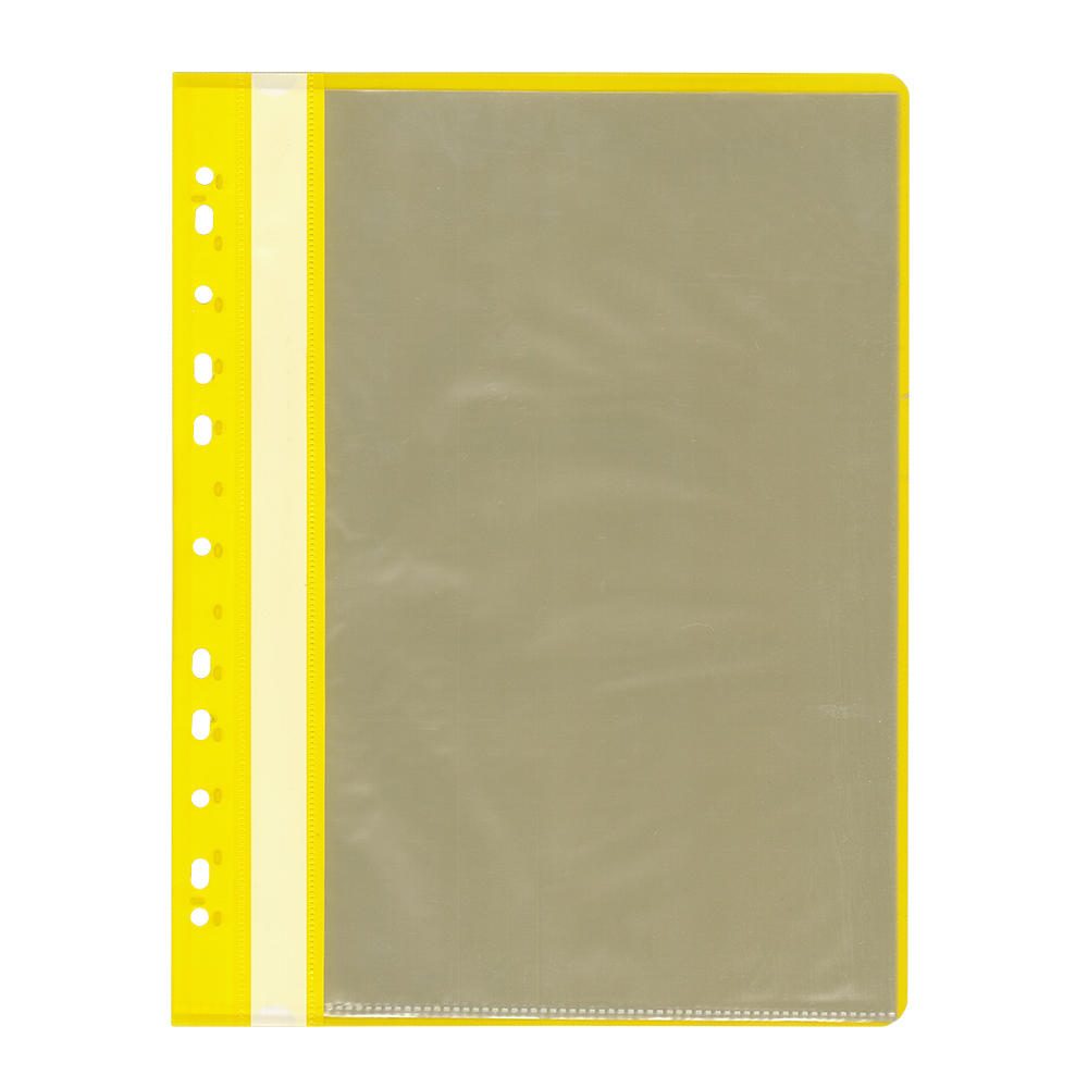 Папка с файлами - А4 10 желтый 0.12/0.16мм "Бюрократ" с перфорацией (Silwerhof)