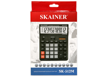Калькулятор - 12раз. "SKAINER" SK-512M черный (пл. 12 разрд.. 2 питание. 2 память. 146 x 197 x 27/53 мм) (SKAINER)
