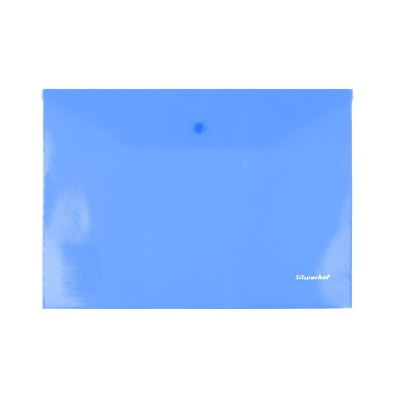 Папка с кнопкой - A4 синий 0.15мм "Бюрократ" (Silwerhof)
