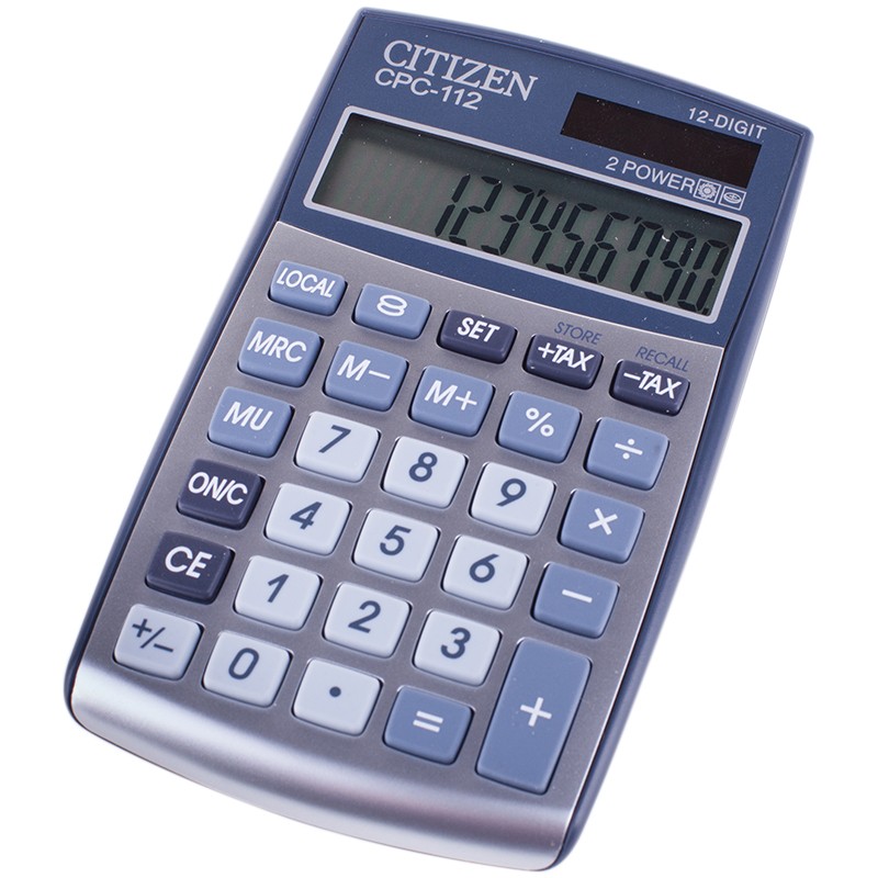 Калькулятор - 12раз. "CITIZEN" CI-CPC112WB серебристый (2 пит.. 72 x 120 x 9 мм) (CBM)