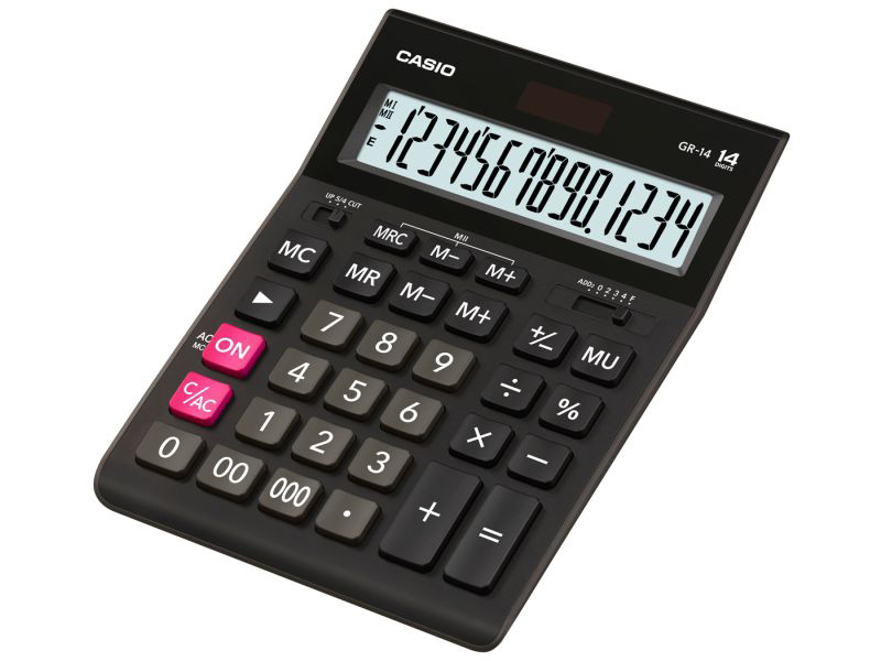 Калькулятор - 14раз. "CASIO" GR-14-W-EP черный (14 разрд.. 2 память. 155 x 210 x 34 мм) (АК Цент)