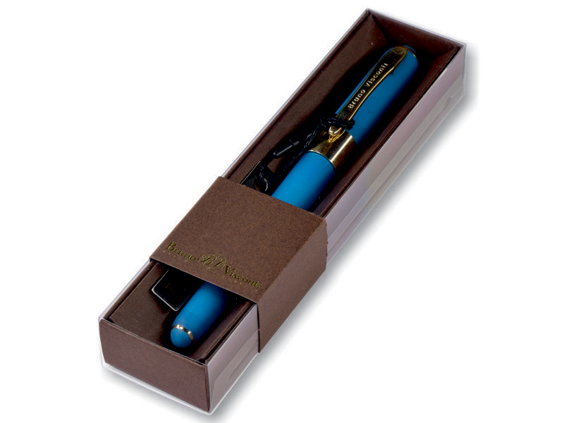 Ручка шариковая подарочная - корпус бирюзовый/синий стержень 0.5 мм "MONACO" в футляре (Bruno Visconti)