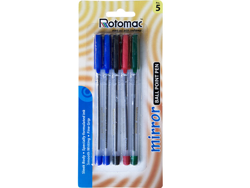 Ручки шариковые в наборе -  4цв.5шт. "Rotamac-Mirror" (Rotomac)