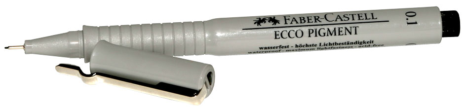 Ручка капиллярная - черная 0.1мм. "Ecco Pigment" (Faber Castell)