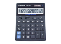 Калькулятор - 12раз. "SKAINER" SK-222 черный (пл.. 12 разрд.. 2 пит.. 2 пам.. 140 x 176 x 45 мм) (SKAINER)