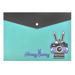 Папка с кнопкой - А4+ 330х235мм "ЗАЯЦ ФОТОГРАФ" 1  отделение. (Феникс)