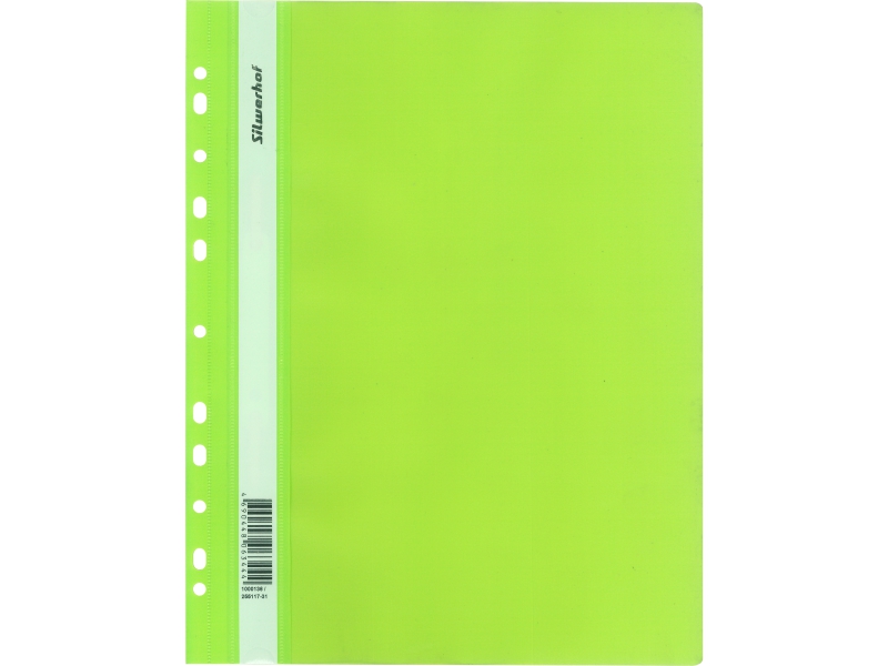 Скоросшиватель пластиковый - светло-зеленый "Classic" с перфорацией (Silwerhof)