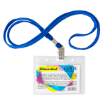 Бейдж с ремешком - 90х60мм темно-синий. горизонтальный (Silwerhof)