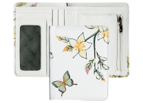 Портмоне кожаное женское - белый "Бабочка" (Мальченок)