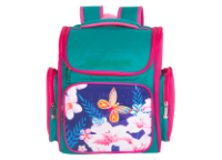Рюкзак д/девочек c мягкой спинкой 38х30х18 см. "Бабочка" голубой (AISA SCHOOL)