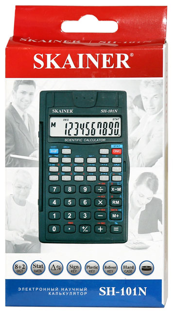 Калькулятор инженерный - 10раз. "SKAINER" SH-101N черный (пл. 10 разрд.. 56 функций. 72 x 120 x 12 мм) (SKAINER)