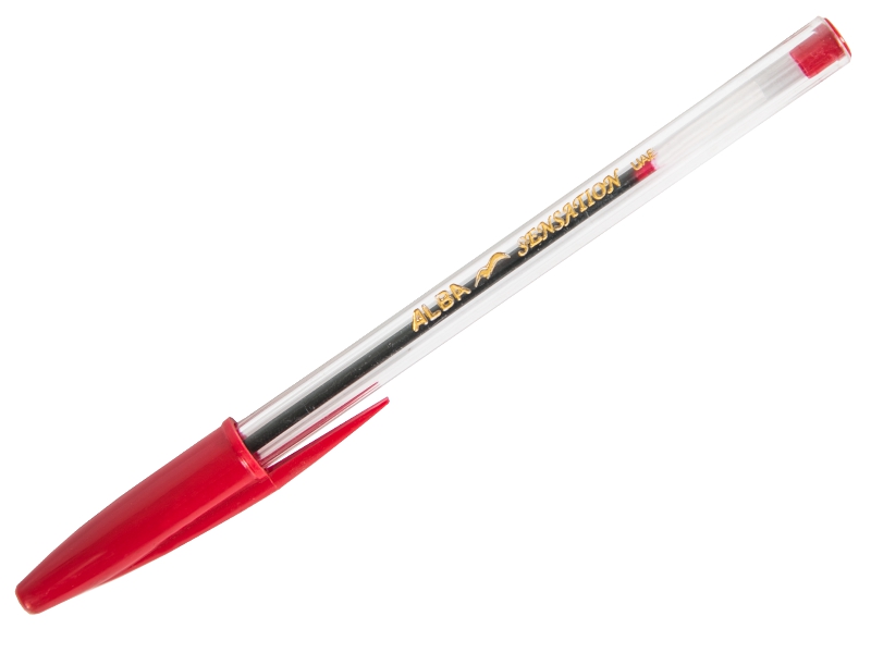Ручка шариковая - красный стержень/прозрачный корпус "ALBA Sensation Crystal" (I.G.I.Ltd)