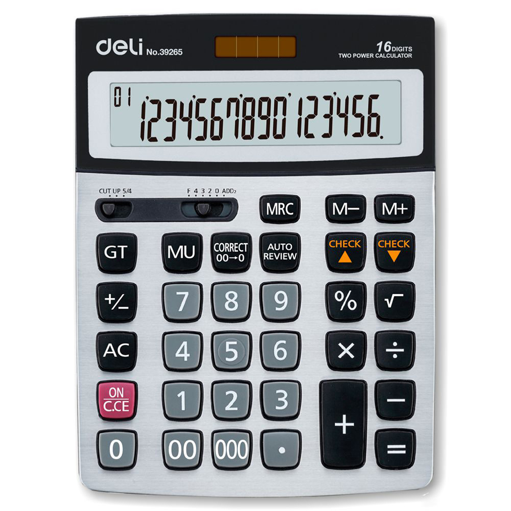 Калькулятор - 16раз. DELI 205х155х33мм. настольный серый (М.З)