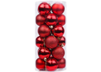 Набор ёлочных шаров 24 шт."Новогоднее настроение" 3 см. красный (Миленд)