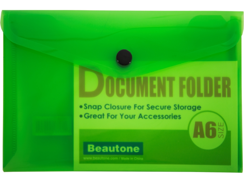Папка с кнопкой - А6 зеленая (Beautone)