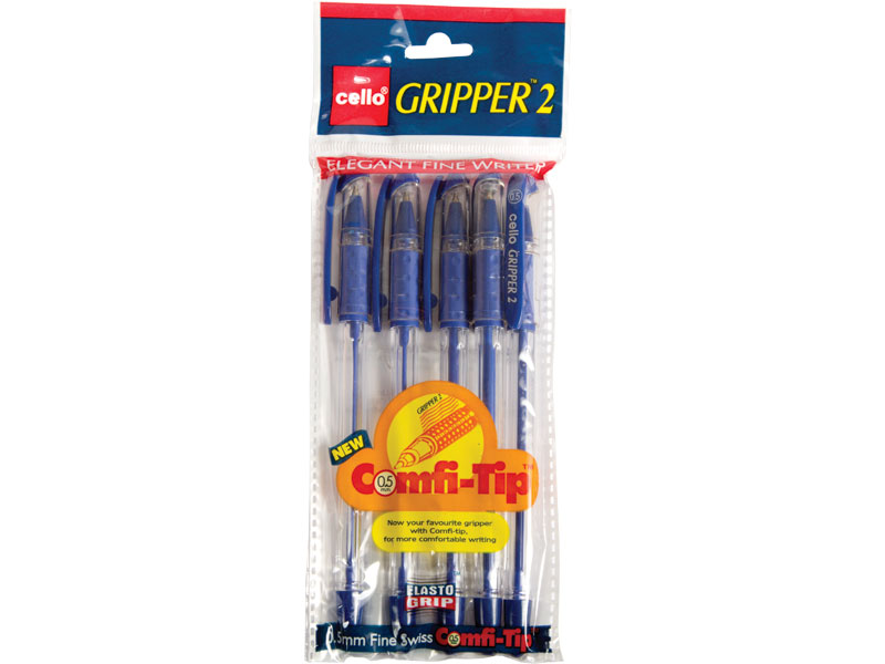 Ручки шариковые в наборе -  1цв.5шт. синий "Cello Gripper 2" (J&J Marketing) 