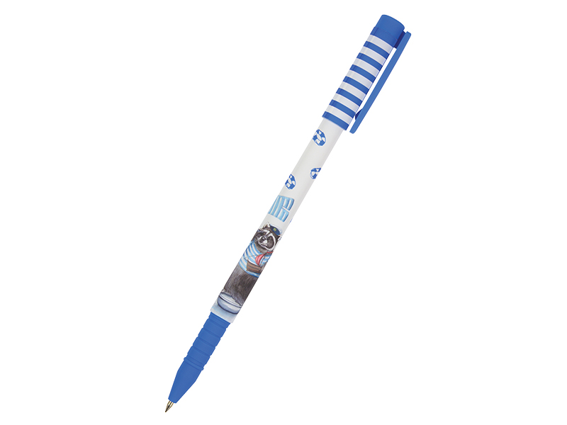 Ручка шариковая - синий стержень 0.5мм. "FunWrite. Енот-морячок" (Bruno Visconti)