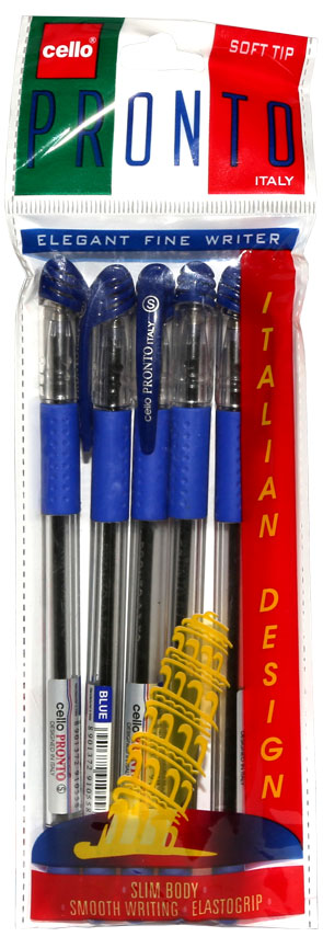 Ручки шариковые в наборе -  1цв.5шт. синий "Cello Pronto" (J&J Marketing)