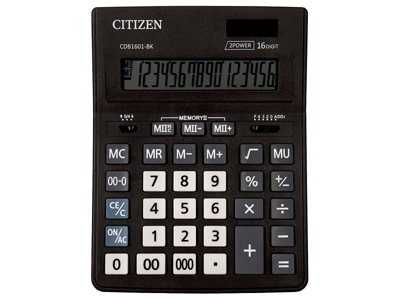 Калькулятор - 16раз. "CITIZEN. Business Line" CDB1601BK черный (2 пит.. 200 x 157 x 35 мм) (CBM)