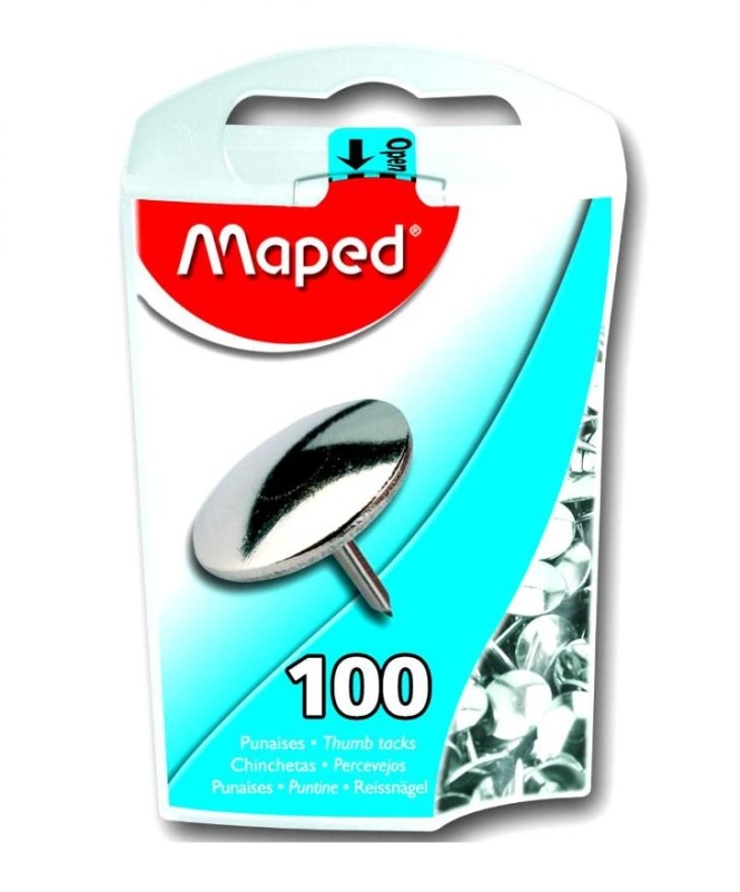 Кнопки - 100шт. 10мм никелированные в пластиковой упаковке (Maped)