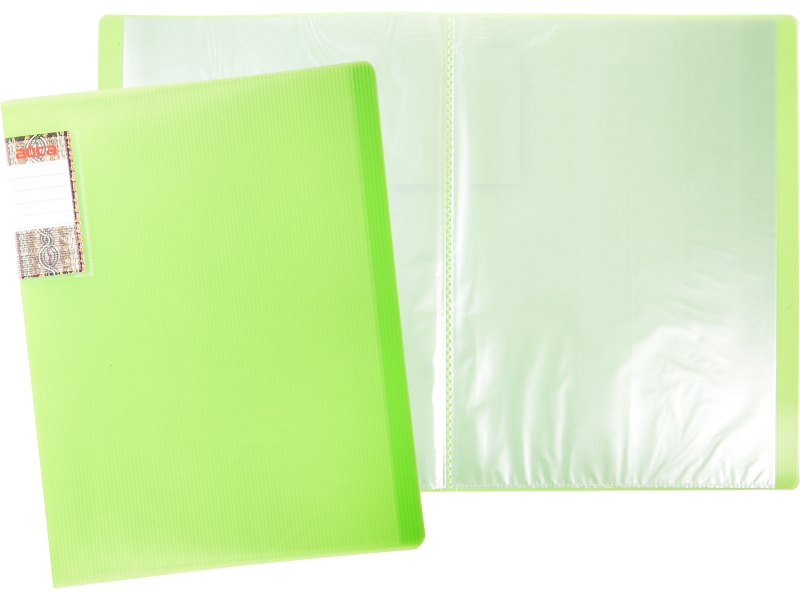 Папка с файлами - А4 10 прозрачно зеленый неон. (236х11х308мм.) "Айса" толщина пластика 0.50мм. файла 0.25мм. (Shantou Yuansheng Industry)