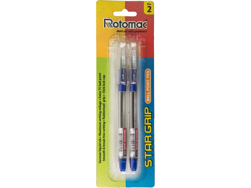 Ручки шариковые в наборе -  1цв.2шт. синий стержень "Rotomac--Star Grip" (Rotomac)